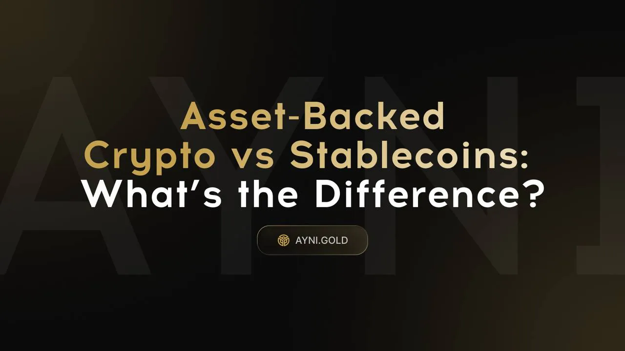 Contrast between dollar-pegged stablecoins and commodity-backed digital assets on a blockchain.